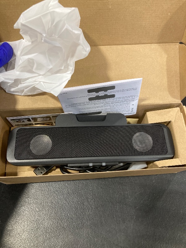 Photo 1 of Cyber Acoustics USB Speaker Bar (CA-2890) – Stereo USB Powered Speaker, Easily Clamps to Monitor, Convenient Controls