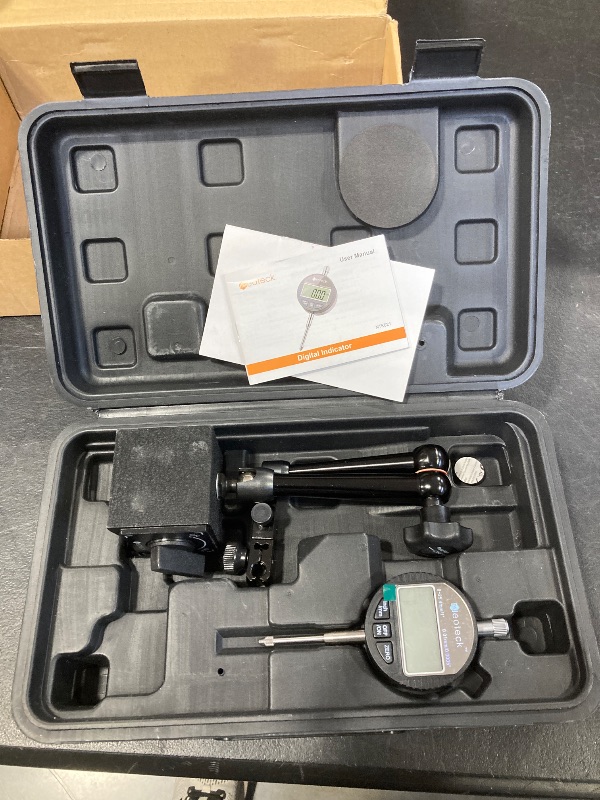 Photo 1 of Neoteck Digital Dial Indicator Gauge and Magnetic Base Set with Storage Case 0-1 inch/25.4mm,0.01mm/0.0005" Inch/Metric Conversion Measuring Tool for 3D Printer Lathe Workshop CNC Machine-Black