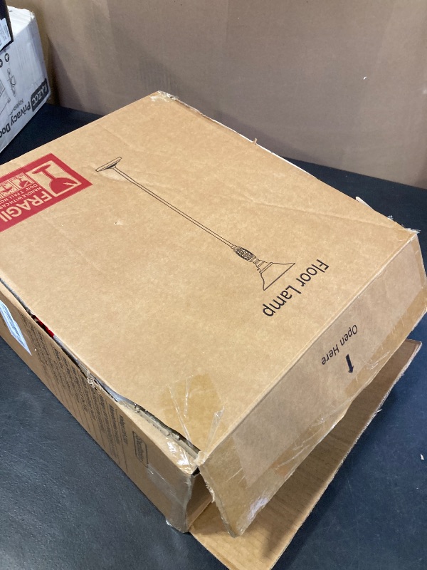 Photo 1 of 70" Torchiere Floor Lamp with NightLight - Victorian Style Standing Lamp for Living Room, Bedroom, Office - Retro Floor Lamps with Rotary Switch & Etched Glass Shade, Home Decor, Bulb Included