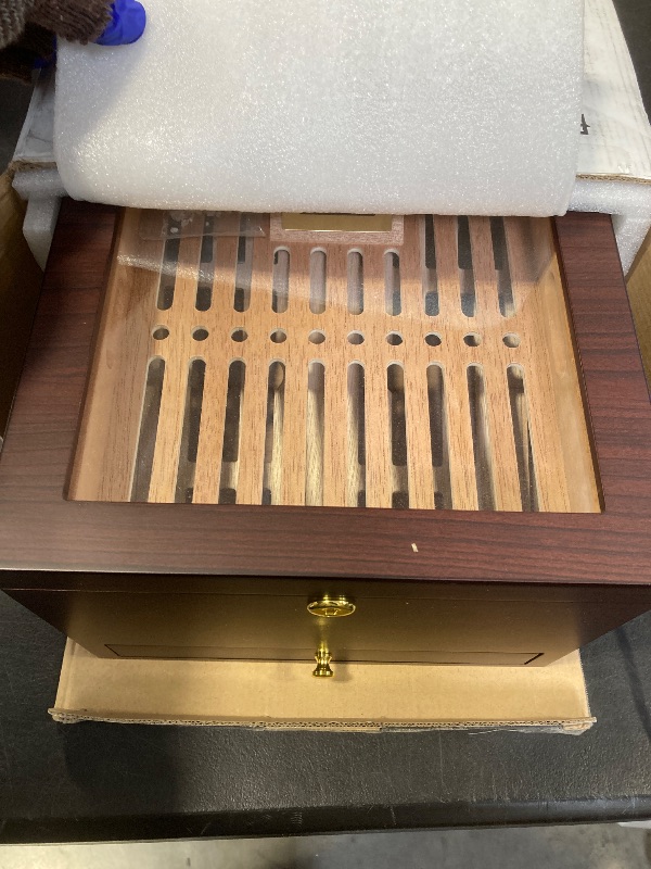 Photo 1 of Flauno Cigar Humidor with Air Circulation System, Hold 40 Rubustos, Thicker Spanish Cedar, Accurate Digital Hygrometer, Drawer, Humidifier, Divider, Lock, Gift for Cigar Lovers