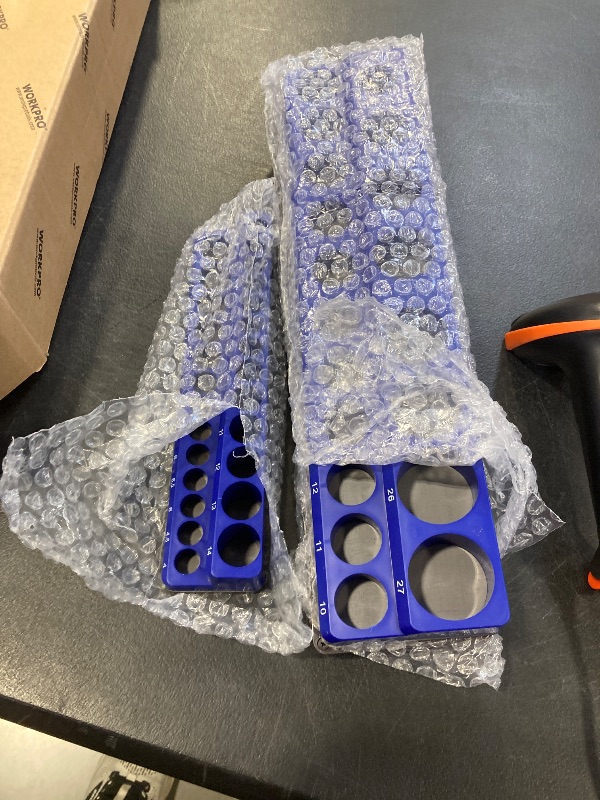 Photo 1 of *** SOCKETS NOT INCLUDED *** WORKPRO Magnetic Socket Organizer Set, 3-Piece Holder Set Includes 1/4", 3/8" and 1/2" Drive Metric Socket Trays, Holds 75 Pieces Standard and Deep Sockets