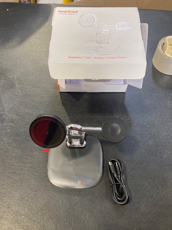 Photo 1 of 3 in 1 Wireless Charger Stand for MagSafe, SwanScout 712M, Magnetic Wireless Charging Station for Apple Devices, Charging Dock for iPhone 17/Air/16/15/14 Series, Apple Watch, AirPods (No Adapter)