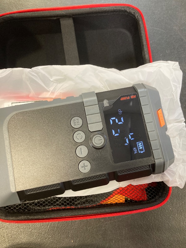 Photo 1 of 6000A Jump Starter with 160PSI Air Compressor, 12V Portable Car Jumper Starter (All Gas/12L Diesel), Jump Box with Jump Clamps, LCD Screen, Gloves, Emergency Light