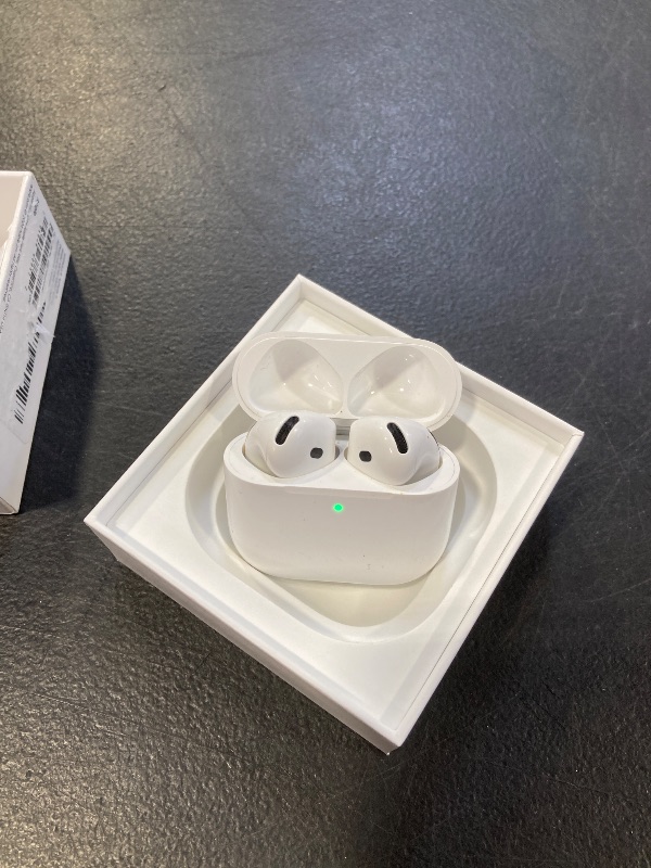 Photo 1 of Apple AirPods 4 Wireless Earbuds, Bluetooth Headphones, Personalized Spatial Audio, Sweat and Water Resistant, USB-C Charging Case, H2 Chip, Up to 30 Hours of Battery Life, Effortless Setup for iPhone