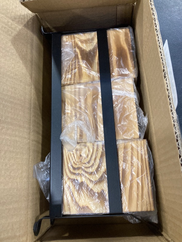 Photo 1 of BSTKEY Wooden Utensil Caddy, Farmhouse Kitchen Silverware Holder with 3 Compartment, Flatware Organizer with Black Portable Metal Tray, Utensil Cutlery Organizer for Forks Spoons Knives, Wood