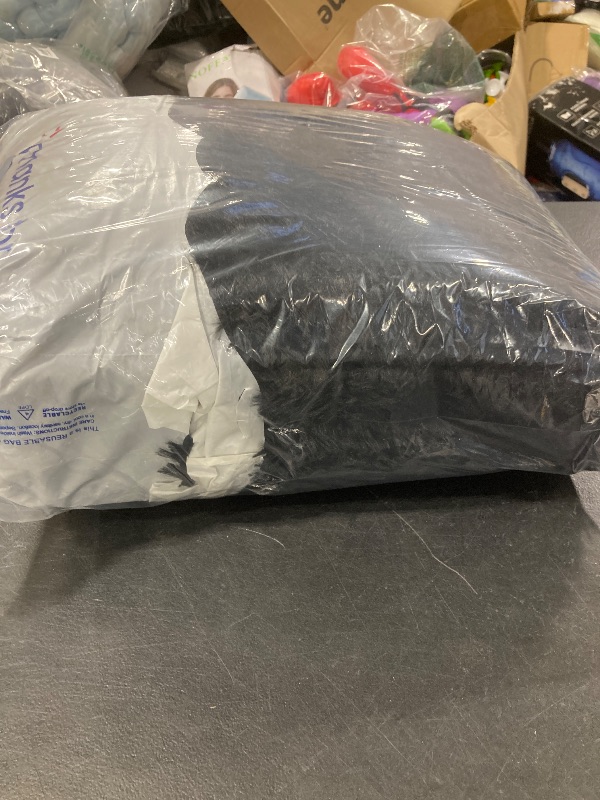 Photo 1 of ISEAU Oval Fluffy Rug Carpets, Modern Plush Shaggy Area Rugs for Kids Bedroom Extra Comfy Cute Nursery Mat Bedside Rug for Boys Girls Room Home Decor Mats, 2.6 x 5.3ft, Black