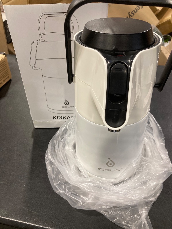 Photo 1 of IDEUS Thermal Coffee Carafe 74oz (2,200ml), Stainless Steel Double Wall Insulated Vacuum Flask, Water Jug Coffee Server and Beverage Dispenser, Heat and Cold Retention (White, 74oz (2,200ml))