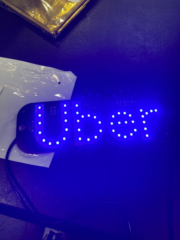 Photo 1 of LED Car Windshield Sign - Rideshare Windshield LED Light with Blue Decal & USB Touch Dimmer (Blue)
