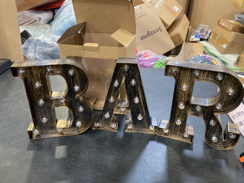 Photo 1 of BAR - Illuminated Marquee Bar Sign for home decor - Light up LED Marquee Word Sign - Pre-Lit Pub Light Battery Operated (23.03-in x 8.66-in) (Vintage)