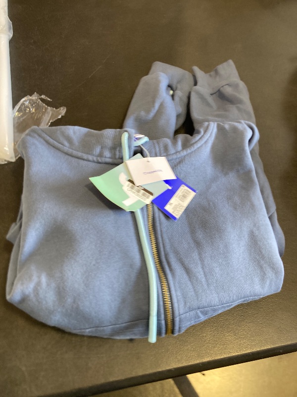 Photo 1 of **DAMAGE--HOLES**Women's Piped Cropped Full Zip Sweatshirt - JoyLab™ Navy Blue/Light Blue XL