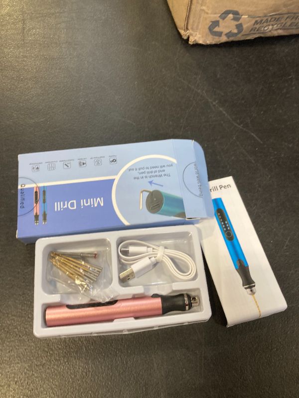 Photo 1 of 3-Speed Cordless Mini Drill Pen With 8 Small Drill Bits,Rechargeable Electric Hand Drill Pin Vise,Resin Drill Set For Jewelry Making,Resin,Plastic,Wood,Keychains DIY (PINK)