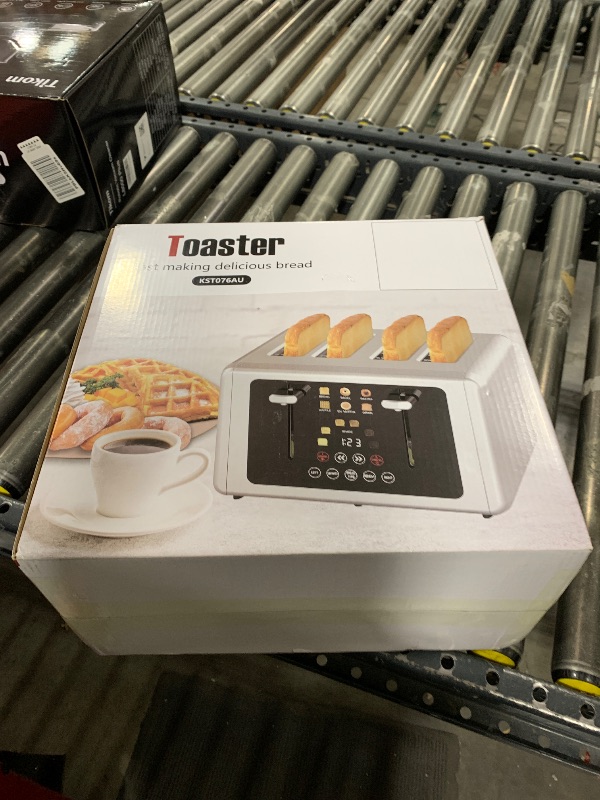 Photo 1 of WUNLY Touch screen Toaster 4 slice,Stainless Steel Digital Timer Toasters with Sound/Screen-Off Function,6 Bread Types & Shade Settings,Smart 1.5 Wide Slots Toaster with Bagel,Defrost,Stainless Steel