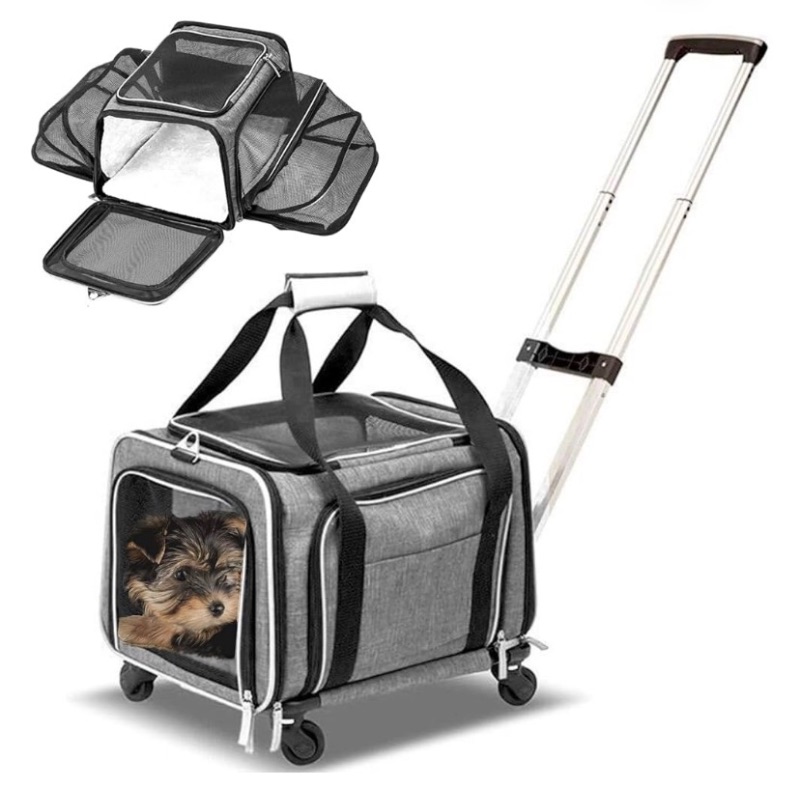 Photo 1 of 
Airline Approved Expandable Premium Pet Carrier on Wheels- Two Sided Expandable Rolling Carrier- Designed for Dogs & Cats- Extra Spacious Soft Lined Carrier! (Grey)