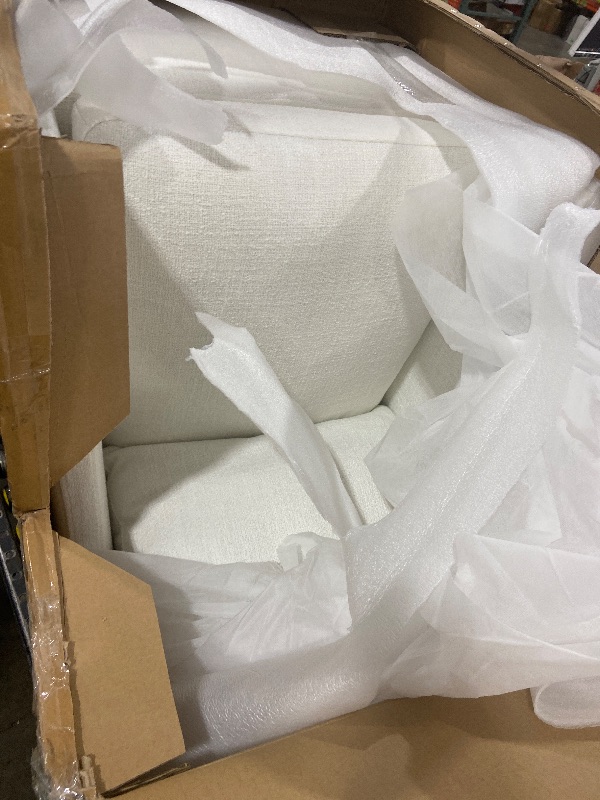 Photo 1 of KISLOT Upholstered Dining Chairs with Casters, No Assembly Modern Accent Armchair with Rollers for Dining Room, Bedroom, Living Room, Reading Room, Already Assembled, Ivory, 1 Box