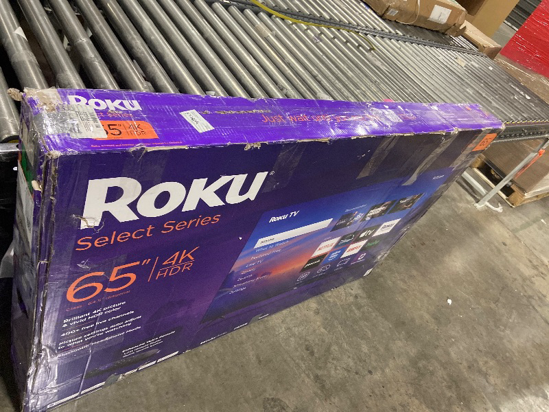 Photo 1 of Roku Smart TV 2025 – 65-Inch Select Series, 4K HDR TV – RokuTV with Enhanced Voice Remote – Flat Screen LED Television with Wi-Fi for Streaming Live Local News, Sports, Family Entertainment *parts only*