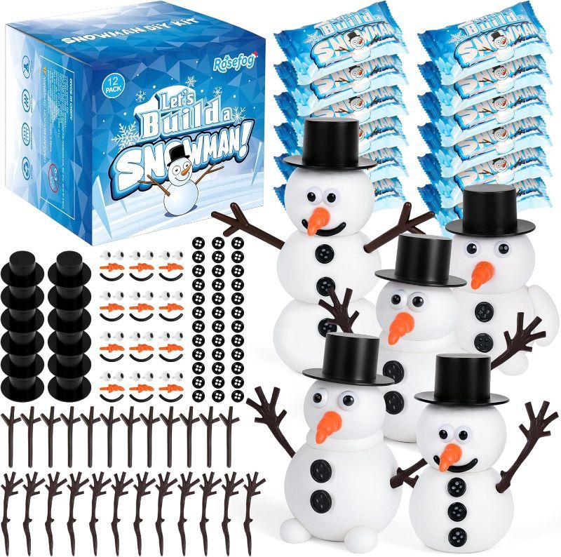 Photo 1 of 12 Pack Build a Snowman Indoor Decor, Christmas Crafts, Snowman Making Kit for Kid, Christmas Stocking Stuffers for Girls, Boys, Creative Kids Air Dry Modeling Clay for Holiday Activities