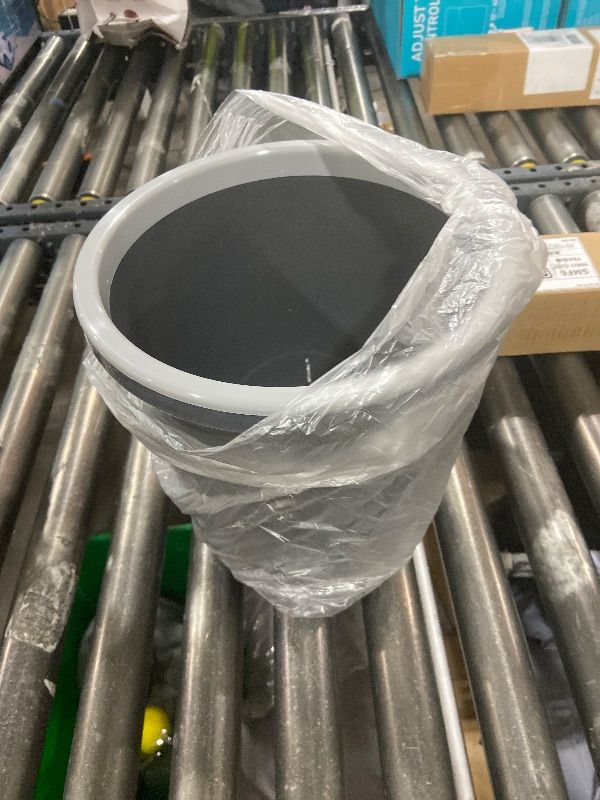 Photo 1 of Eurysman Round Trash Can - Compact Wastebin for Bathroom, Kitchen, Office, Home Use - Grey - 1.8 Gallon