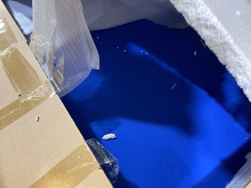 Photo 1 of GoSports Full Size 8 ft x 4.2 ft Billiards Game Table - Foldable Design, Includes Full Set of Pool Balls, 2 Cue Sticks, Chalk, and Felt Brush - Blue