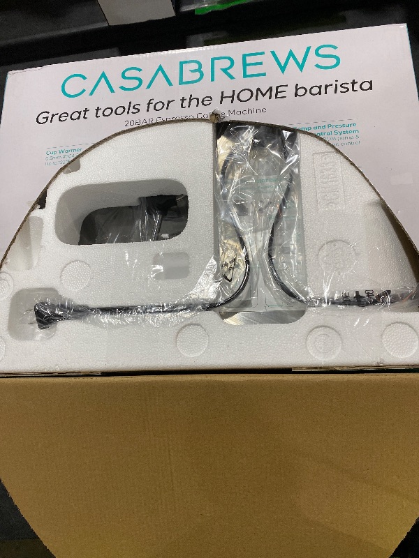 Photo 1 of CASABREWS 3700 Essential Espresso Machine 20 Bar, Stainless Steel Cappuccino & Latte Machine with Steam Frother for Home, 43.9oz Water Tank, Coffee Gift for Women & Men, Silver