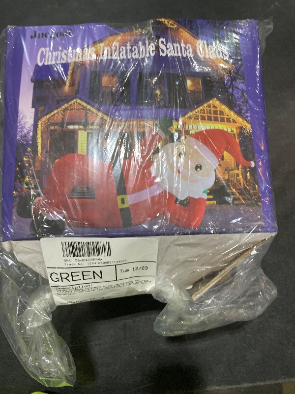 Photo 1 of Juegoal Christmas Inflatables Outdoor Decorations, 12FT Long Inflatable Xmas Santa Claus, Lighted Blow Up Giant Lying Santa with Built in LED Lights, Light Up Holiday Winter Lawn Yard Garden Decor