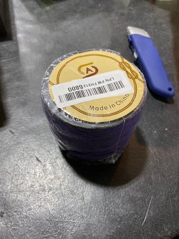 Photo 1 of 1/8in(3mm) 164ft Nylon Rope Solid Braided Cord 5 Stands Paracord Thin String for Crafts Multipurpose UV Resistant for Tent Garden Clothesline and Outdoor Tarp(Purple)