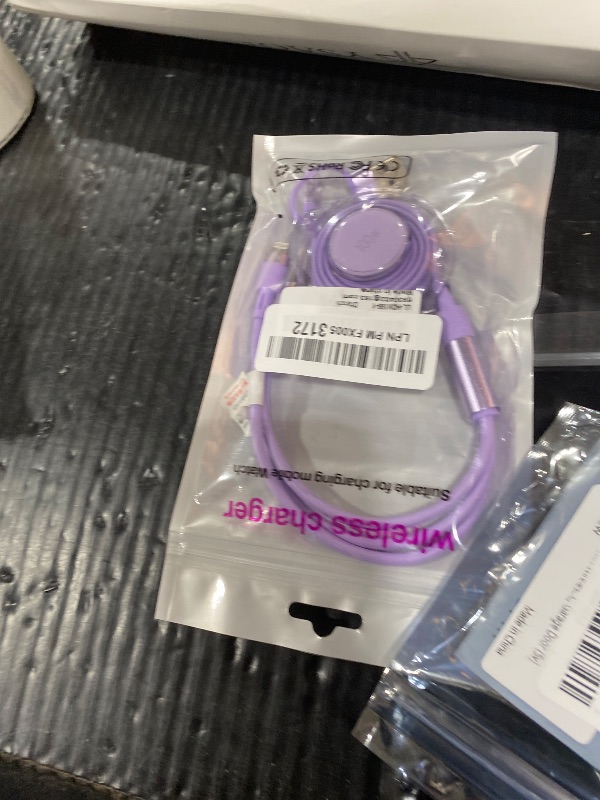 Photo 1 of 100W 6-in-1 Retractable Multi Charging Cable, USB C/Lightning/Micro Multi Charger Cord for iPhones, iPads, MacBook, Tablets, Galaxy, Note & More - 4Ft/1.2M 5A Fast Charging, Durable & Portable, Purple