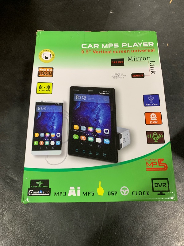 Photo 1 of 9.5inch Single Din Touchscrren Car Stereo with Carplay Android Auto,1080P IPS Detachable Touch Screen,5.0Bluetooth,12LED IP69k Backup Camera,FM Radio GPS,USB/AUX,Mirror Link,SWC