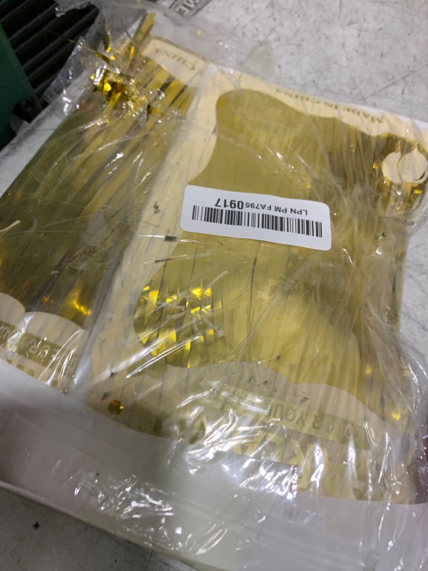 View 2 of 10 Pack 10 Feet Gold Fringe Garland Foil Fringe Garland Metallic Tinsel Streamers Fringe Backdrop Banner for Parade Floats Birthday Party Decorations Halloween Christmas Decoration (Gold)