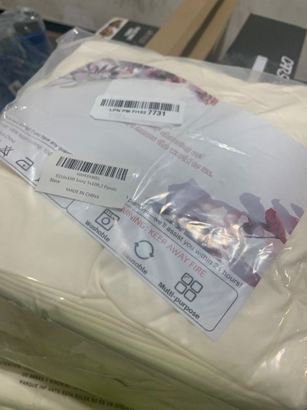 Photo 1 of 10x10ft Wrinkle Free Ivory Backdrop Curtain for Parties Soft Fabric Drapes Wedding Ivory Curtain Backdrop for Birthday Party Decorations Background for Photography 5x10ft,2 Panels