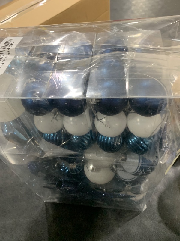 Photo 1 of 100ct Christmas Ball Ornaments Set - Assorted Shatterproof Hanging Tree Ornament Set with Reusable Hand-held Gift Package for Xmas Tree Holiday Party and Home Decor (Blue)