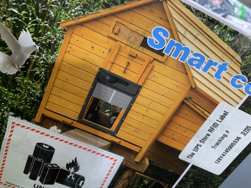 Photo 1 of Automatic Chicken Coop Door with Camera, Battery Solar Powered, App Timer Remote Control, WiFi Monitor, LCD Large Screen, Aluminum Electric Chicken Coop Door with Anti-Pinch and Anti-Trap Sensor Drive