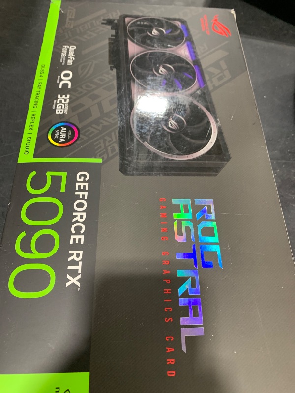 Photo 1 of ASUS ROG Astral GeForce RTX™ 5090 OC Edition Gaming Graphics Card (PCIe® 5.0, 32GB GDDR7, HDMI®/DP 2.1, 3.8-Slot, 4-Fan Design, Axial-tech Fans, Patented Vapor Chamber, Phase-Change GPU Thermal pad)
