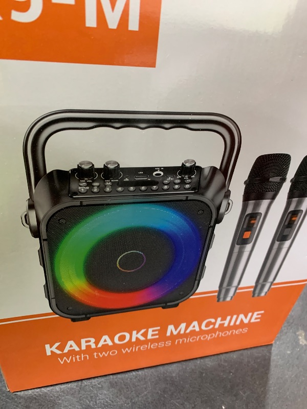 Photo 1 of Karaoke Machine, Portable Bluetooth Speaker with 2 Wireless Microphones for Adults & Kids with Lights, Karaoke Microphone with PA System Supports USB/TF/FM/AUX for Home Party Home System Packages