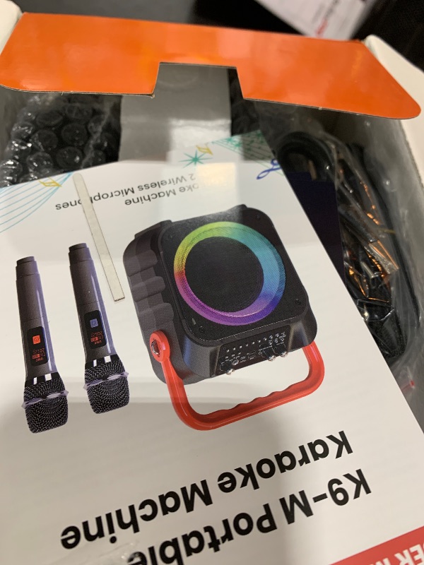 Photo 1 of Karaoke Machine, Portable Bluetooth Speaker with 2 Wireless Microphones for Adults & Kids with Lights, Karaoke Microphone with PA System Supports USB/TF/FM/AUX for Home Party Home System Packages