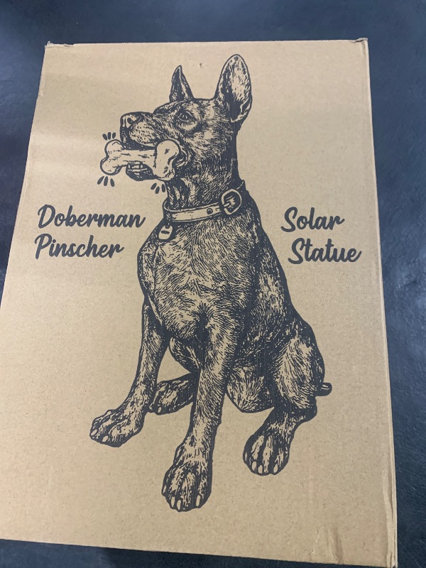 Photo 1 of Miggley Dog Solar Garden Statue with LED Light - Outdoor Yard, Lawn, Patio Doberman Decor - Unique Birthday Housewarming Gift for Dad, Mom, Men, Women