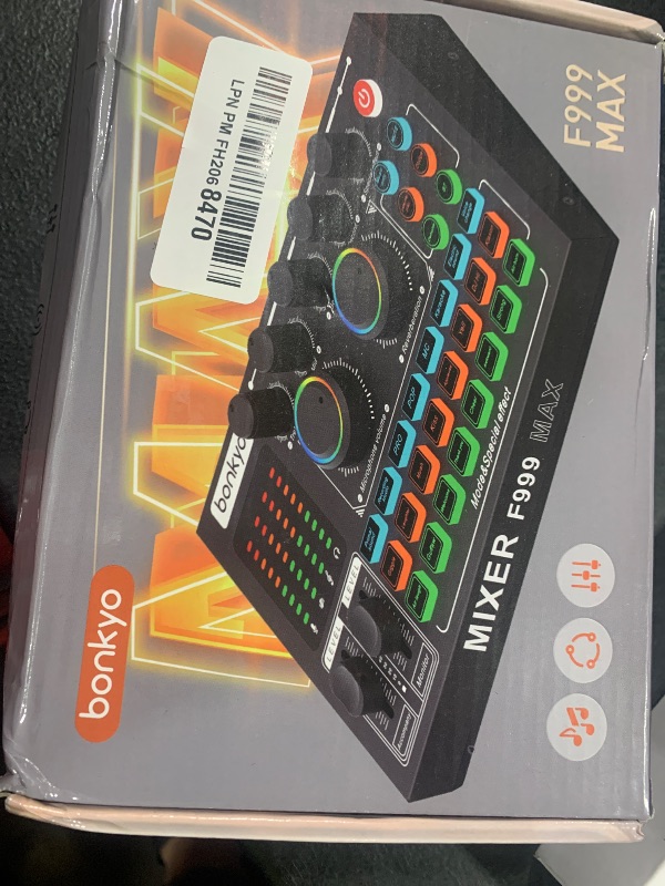 Photo 1 of F999MAX Live Sound Card, Professional Audio Mixer & Noise Reduction, Metal Body & Indicator Panel, Audio Interface & Voice Changer, RGB Lighting Effects, DJ Mixer for Live/Gaming/Podcasting/Karaoke