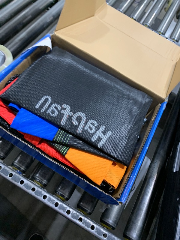 Photo 1 of Hapfan 40" Saucer Tree Swing for Kids and Adults, Disc Round Swing for Kids Outdoor with Swivel, UV-Resistant Textilene Fabric, 700 lb Weight Capacity, 9.8 FT Hanging Straps, 2-Year Warranty (Rainbow)