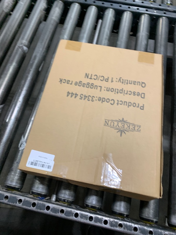 Photo 1 of ZEKEYUN Folding Luggage Rack with Nylon Straps, Portable Suitcase Stand for Guest Room, Hotel, Bedroom, Camping, Travel Suitcase Holder, Black Metal Frame, 27.5 x 14.2 x 20.7 Inches