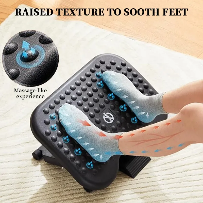 Photo 1 of Adjustable Under Desk Footrest,Ergonomic Foot Stool for Under Desk at Work with Massage,3 Height Position 30 Degree Tilt Angle Adjustment,Back Pain Pressure Relief Leg Circulation Office Work Gift
