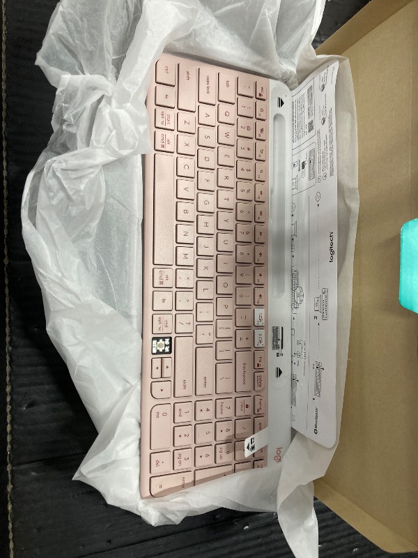 Photo 1 of ***KEY COVER FELL OFF AND IS IN THE BOX***Logitech K585 Multi-Device Slim Wireless Keyboard, Built-in Cradle for Device; for Laptop, Tablet, Desktop, Smartphone, Win/Mac, Bluetooth/Receiver, Compact, Easy Switch, 24 Month Battery - Rose***KEY COVER FELL O