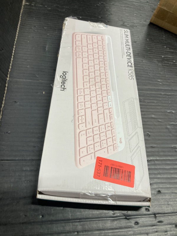 Photo 1 of ***KEY COVER FELL OFF AND IS IN THE BOX***Logitech K585 Multi-Device Slim Wireless Keyboard, Built-in Cradle for Device; for Laptop, Tablet, Desktop, Smartphone, Win/Mac, Bluetooth/Receiver, Compact, Easy Switch, 24 Month Battery - Rose***KEY COVER FELL O