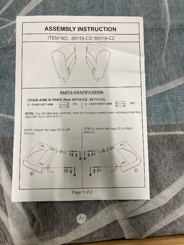 Photo 1 of ***PLEASE READ***VERY IMPORTANT***THIS IS ONE OF 2 CHAIRS. ITS EITHER THE CHAIR WITH THE ARMS AND IS MISSING A BOX OR IT IS THE ARMLESS CHAIR AND ALL PIECES ARE THERE. BETWEEN THE BOX, INSTRUCTION MANUAL AND BARCODE PICTURE, THERE ARE INCONSISTENCIES. BEC