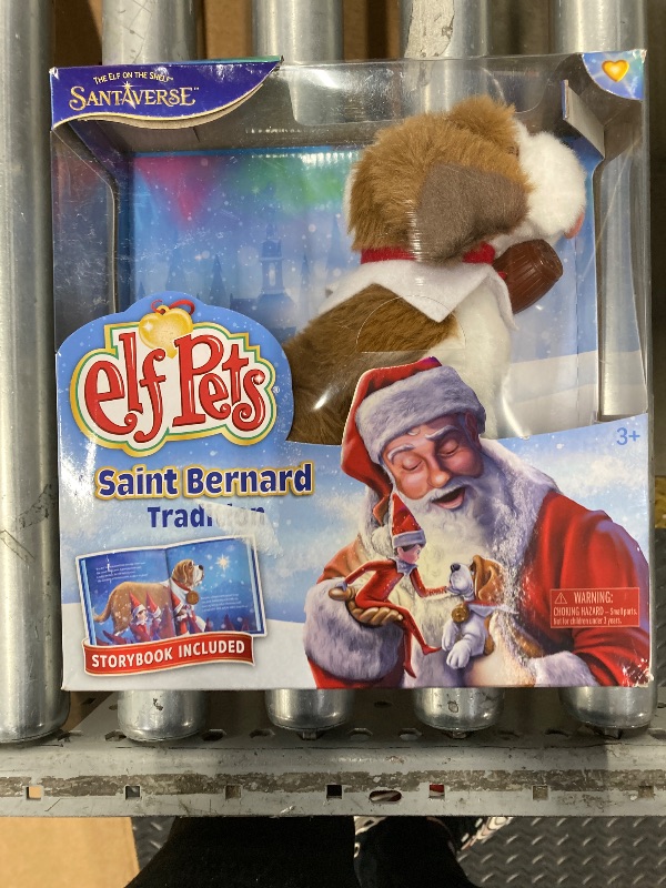 Photo 1 of Elf Pets: A Saint Bernard Tradition- Includes Beautifully Illustrated Hardbound Storybook, Huggable Elf Pet St. Bernard Stuffed Animal with Barrel Charm and Official Adoption Certificate