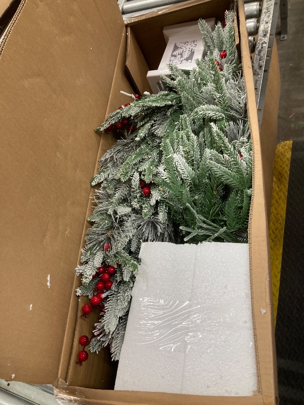 Photo 1 of 2 Pack Small 3FT Pre-Lit Snow Flocked Christmas Tree with Twinkling Lights for Home Office Christmas Decor- Battery Operated & Timer (Snowflake Base)