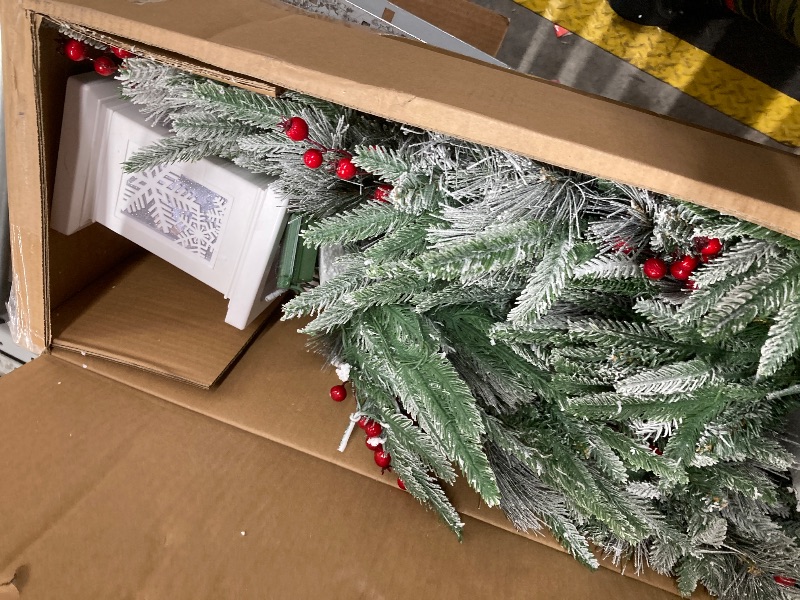 Photo 1 of 2 Pack Small 3FT Pre-Lit Snow Flocked Christmas Tree with Twinkling Lights for Home Office Christmas Decor- Battery Operated & Timer (Snowflake Base)