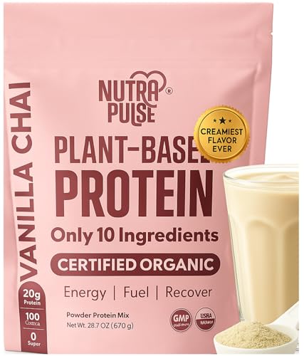 View 1 of ***BB 1/30/2026***NUTRAPULSE Organic Vegan Protein Powder – Vanilla Chai Flavor, Plant-Based, Gluten-Free, Non-GMO, Soy-Free, 20g Protein per Serving, Ideal for Smoot