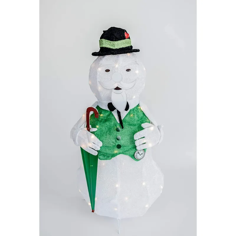 View 1 of 36" Tinsel Sam The Snowman w/Umbrella Rudolph The Red Nosed Reindeer