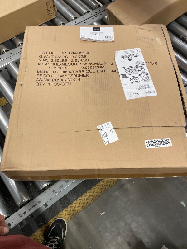 Photo 1 of Amazon Basics 3 Speed Box Fan, Indoor Electric Fan for Home Cooling, 5 Blades, Lightweight Design, 67 Watts, 20-Inch, Black, 6.8"D x 20.86"W x 21.33"H