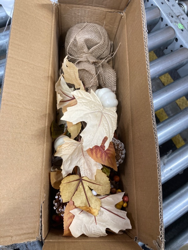 Photo 1 of 2 Styles & Timer Thanksgiving Table Decorations- 2 Pack 11 Inch Tabletop Maple Tree Thanksgiving Decor, Lighted Fall Tree with 20 LEDs Battery Powered Leafed Pumpkin Cones Berry Fall Decor for Home