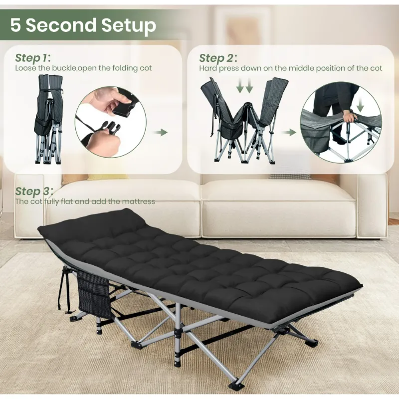Photo 1 of ***JUST THE FRAME NOT THE MATTRESS**NO MATTRESS***GVDV Folding Camping Cot with 2 Sided Comfort Mattress, Double Layer Oxford Fabric Folding Bed, Portable Sleeping Bed Cot for Camp Office Nap Beach Travel***JUST THE FRAME NOT THE MATTRESS**NO MATTRESS***